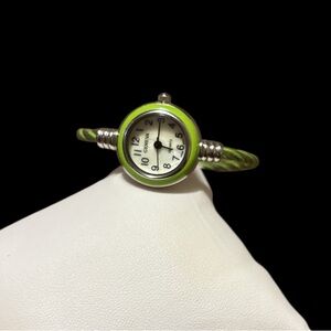 Geneva Lime Green and Silver Bangle Watch